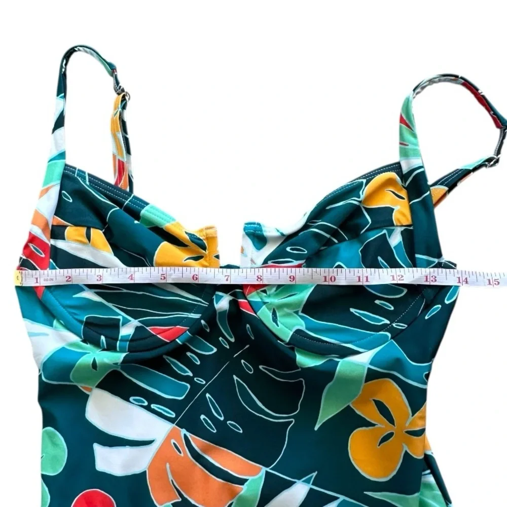 Vince Camuto Tropical Floral One Piece Swimsuit Size 12 NWT